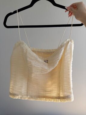 Reformation Cream Textured Cami with Spaghetti Straps